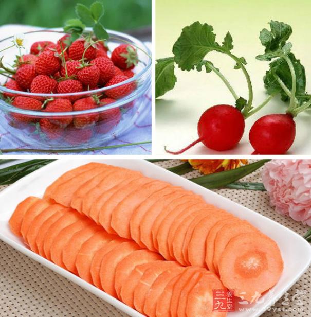 红色的食物富含胡萝卜素，对感冒的痊愈也非常有帮助